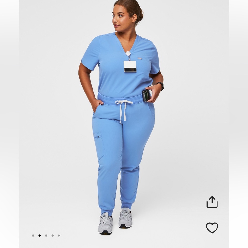 Figs Women's Light Blue Track Joggers with Cargo Pocket